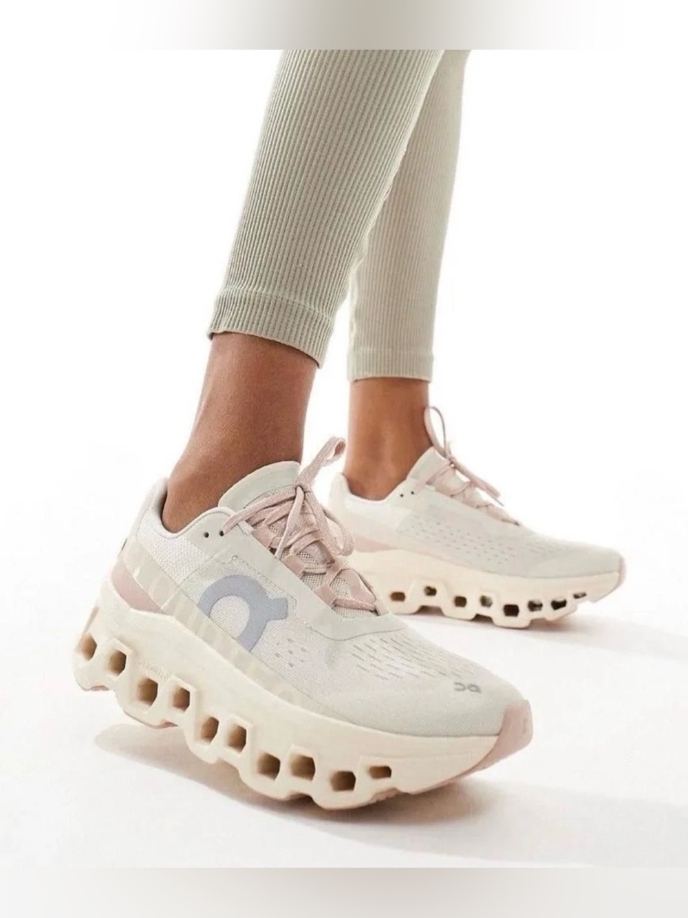 On Running Women’s Sneakers — Light Pink and White